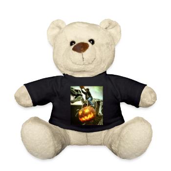 Halloween Dino Junge Reitet Dinosaurier Skelett - Teddy - Schwarz - Vorne