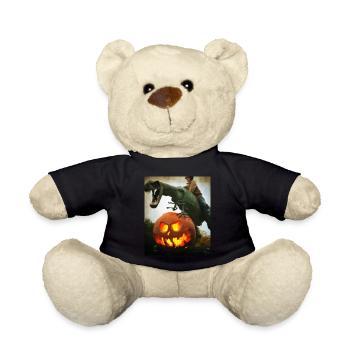 Halloween Dino Ghoul Riding Dinosaurs - Teddy Bear - black - Front