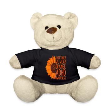 ADHD Awareness Sunflower In October We Wear Orange - Teddy Bear - black - Front