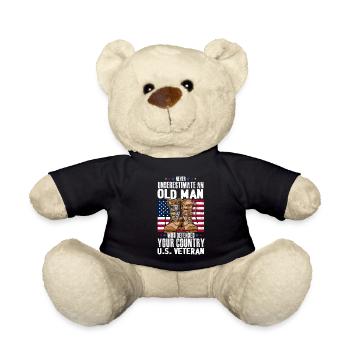 Never Underestimate An Old Man Veteran USA Flag - Teddy - Schwarz - Vorne