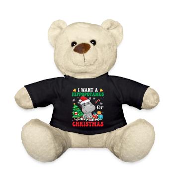 I Want A Hippopotamus For Christmas Lights Santa - Teddy - Schwarz - Vorne