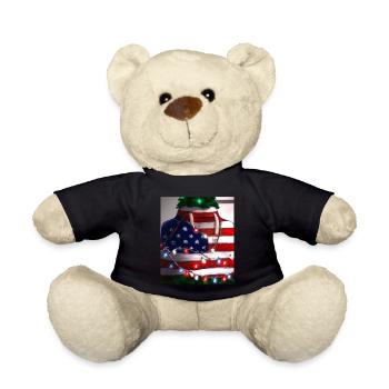 American Christmas Christmas Tree with US - Teddy Bear - black - Front
