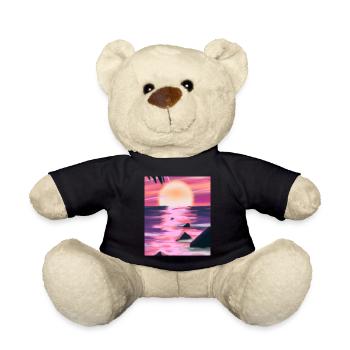 Vaporwave Sun Synthwave Sunset - Teddy Bear - black - Front