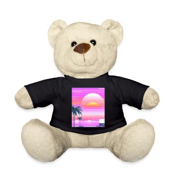 Vaporwave Sun Synthwave Sunset Palms - Teddy Bear - black - Front