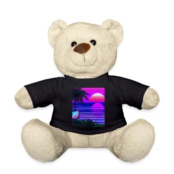 Vaporwave Sun Synthwave Sunset Palms - Teddy Bear - black - Front