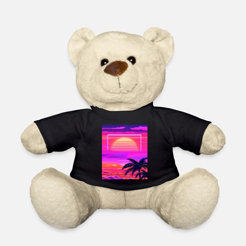 Vaporwave Sun Synthwave Sunset Palmen - Teddy - Schwarz