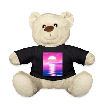 Vaporwave Sun Synthwave Sunset - Teddy Bear - black - Front