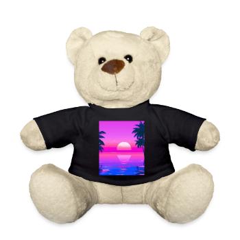Vaporwave Sun Synthwave Sunset Palms - Teddy Bear - black - Front