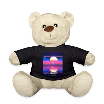 Vaporwave Sun Synthwave Sunset - Teddy Bear - black - Front