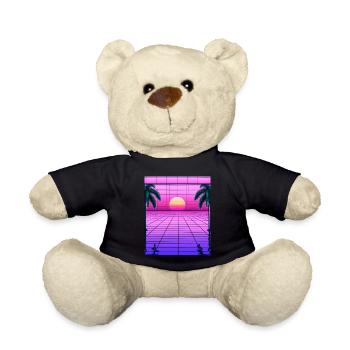 Vaporwave Sun Synthwave Sunset Palms - Teddy Bear - black - Front