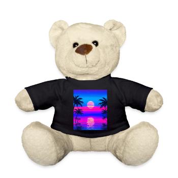Vaporwave Sun Synthwave Sunset Palms - Teddy Bear - black - Front