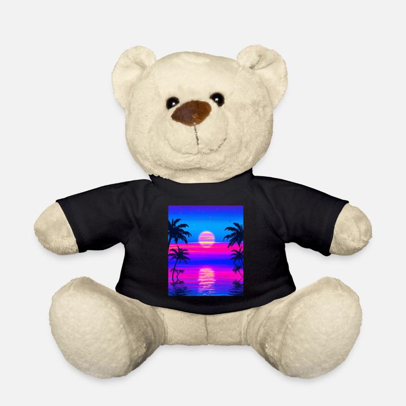 Vaporwave Sun Synthwave Sunset Palmen - Teddy - Schwarz