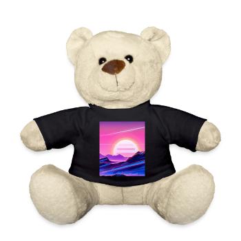 Vaporwave Sun Synthwave Sunset - Teddy Bear - black - Front