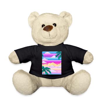 Synthwave Sun Hawaii Vaporwave Aesthetic - Teddy Bear - black - Front