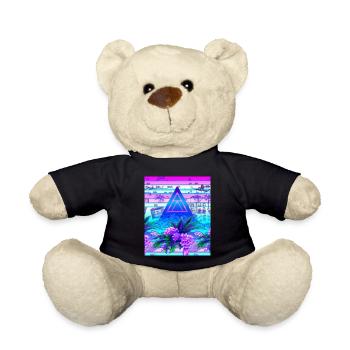 Synthwave Sun Hawaii Vaporwave Aesthetic - Teddy Bear - black - Front
