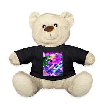 Synthwave Sun Hawaii Vaporwave Aesthetic - Teddy Bear - black - Front