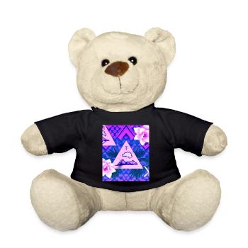 Synthwave Sun Hawaii Vaporwave Aesthetic - Teddy Bear - black - Front
