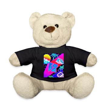Synthwave Sun Hawaii Vaporwave Aesthetic - Teddy Bear - black - Front