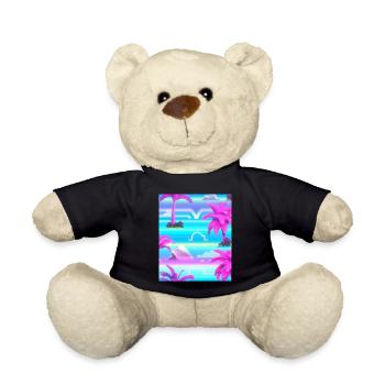 Synthwave Sun Hawaii Vaporwave Aesthetic - Teddy Bear - black - Front