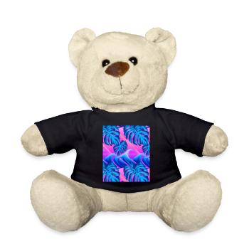 Synthwave Sun Hawaii Vaporwave Aesthetic - Teddy Bear - black - Front