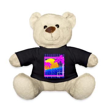 Synthwave Sun Hawaii Vaporwave Aesthetic - Teddy Bear - black - Front
