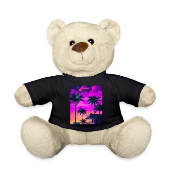 Synthwave Sun Hawaii Vaporwave Aesthetic - Teddy Bear - black - Front