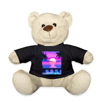 Synthwave Sun Hawaii Vaporwave Esthétique - Nounours - noir - Devant