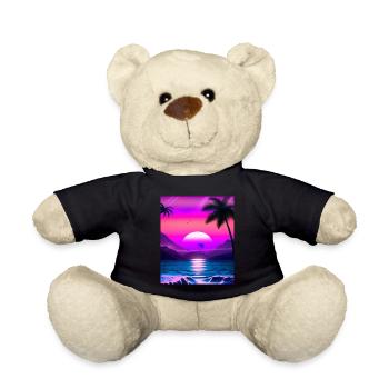 Synthwave Sun Hawaii Vaporwave Aesthetic - Teddy Bear - black - Front
