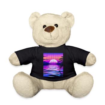 Synthwave Sun Hawaii Vaporwave Aesthetic - Teddy Bear - black - Front