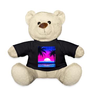 Synthwave Sun Hawaii Vaporwave Aesthetic - Teddy Bear - black - Front