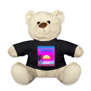 Synthwave Sun Hawaii Vaporwave Aesthetic - Teddy Bear - black - Front
