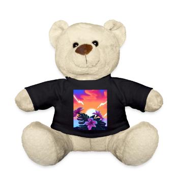 Synthwave Sun Hawaii Vaporwave Aesthetic - Teddy Bear - black - Front