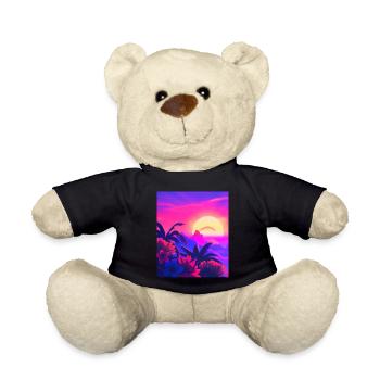 Synthwave Sun Hawaii Vaporwave Aesthetic - Teddy Bear - black - Front