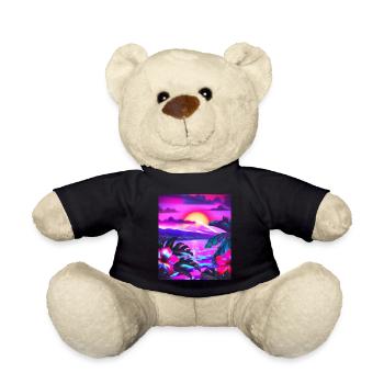Synthwave Sun Hawaii Vaporwave Aesthetic - Teddy Bear - black - Front