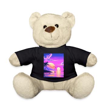 Synthwave Sun Hawaii Vaporwave Aesthetic - Teddy Bear - black - Front