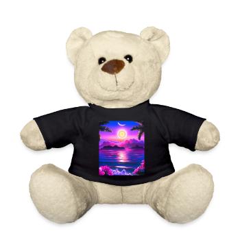 Synthwave Sun Hawaii Vaporwave Aesthetic - Teddy Bear - black - Front