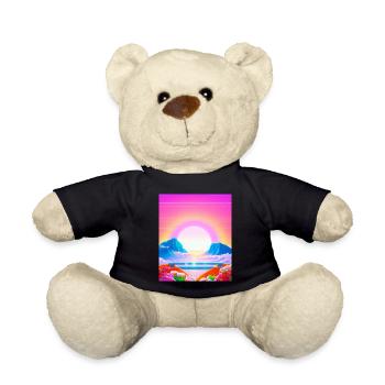 Synthwave Sun Hawaii Vaporwave Aesthetic - Teddy Bear - black - Front