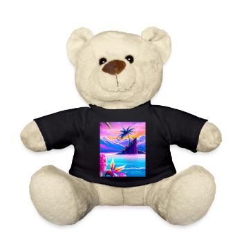 Synthwave Sun Hawaii Vaporwave Aesthetic - Teddy Bear - black - Front