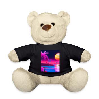 Synthwave Sun Hawaii Vaporwave Aesthetic - Teddy Bear - black - Front