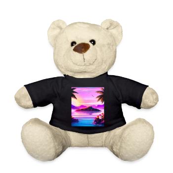 Synthwave Sun Hawaii Vaporwave Aesthetic - Teddy Bear - black - Front