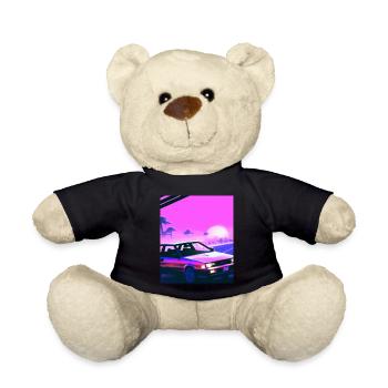 Vaporwave Aesthetic Synthwave Car - Teddy Bear - black - Front
