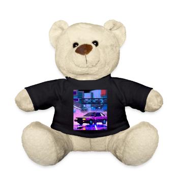 Vaporwave Aesthetic Synthwave Car - Teddy Bear - black - Front