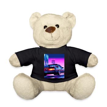 Vaporwave Aesthetic Synthwave City - Teddy Bear - black - Front