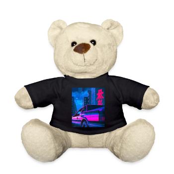 Vaporwave Aesthetic Synthwave Car - Teddy Bear - black - Front