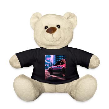 Vaporwave Aesthetic Synthwave Car - Teddy Bear - black - Front