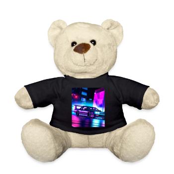 Vaporwave Aesthetic Synthwave Car - Teddy Bear - black - Front