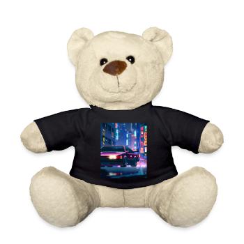 Vaporwave Aesthetic Synthwave Car - Teddy Bear - black - Front