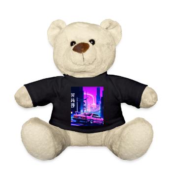 Vaporwave Aesthetic Synthwave Car - Teddy Bear - black - Front