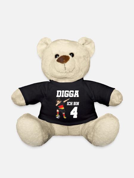 Fußball Mädchen 4. Geburtstag Fußballer Deutschlan - Teddy - Schwarz