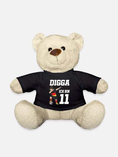 Fußball Mädchen 11. Geburtstag Fußballer Deutschla - Teddy - Schwarz